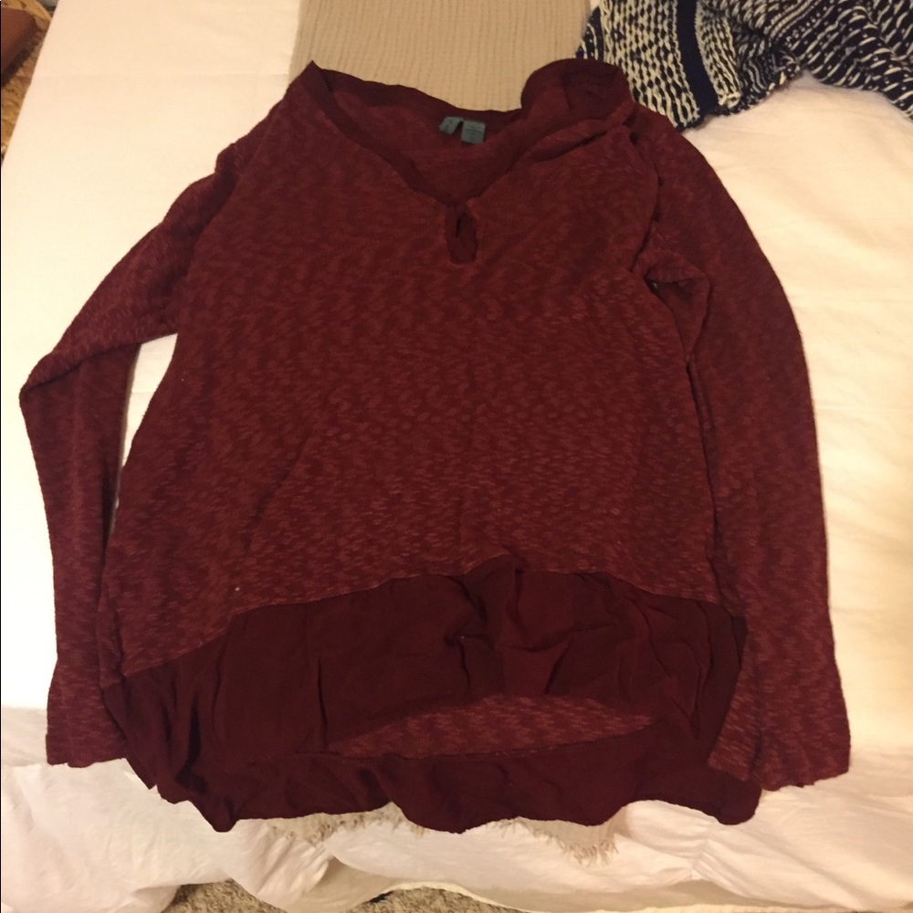 Maroon Anthropologie Top